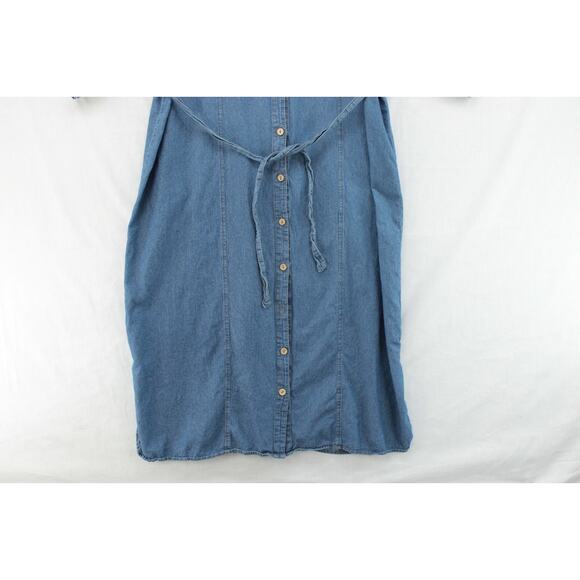 J. Gee Modest Denim Button Down Shirt Dress Size 3X Blue Tab Sleeve Pockets - Picture 4 of 9
